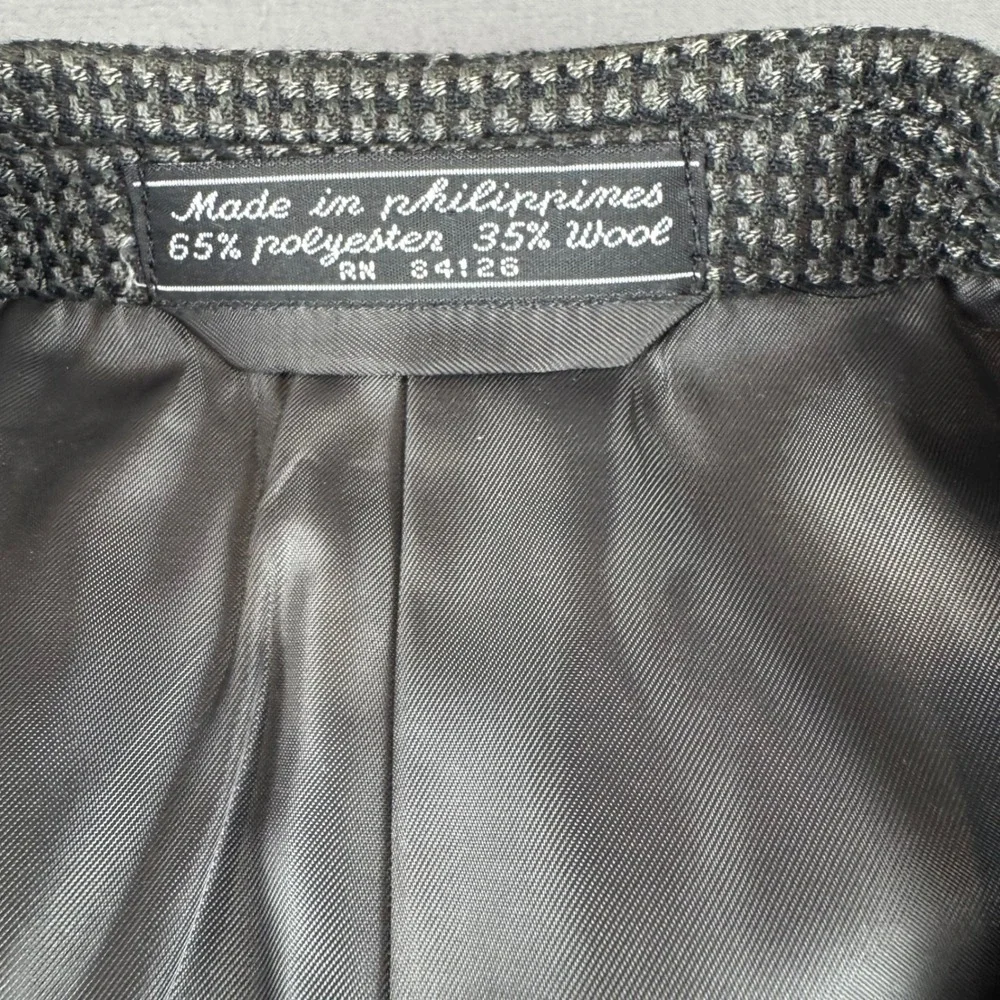 Bert Pulitzer Mens Grey‎ Wool Blend 3 Button Micro Pattern Blazer Sport Coat